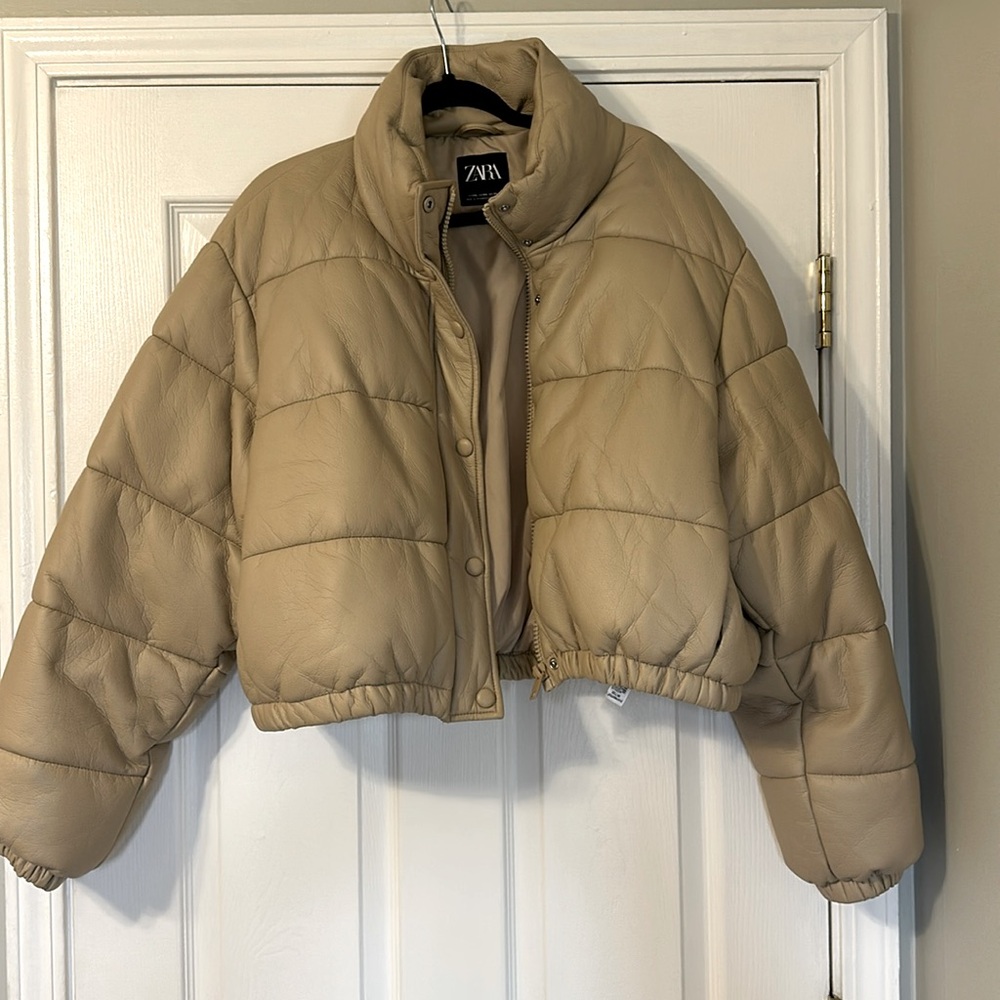 Zara Faux Leather Puffer Coat Size XXL